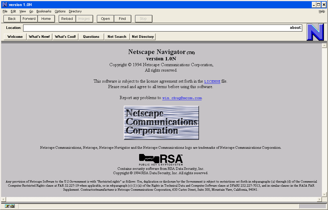 Netscape Navigator 1.0N Browser for Windows (1994)